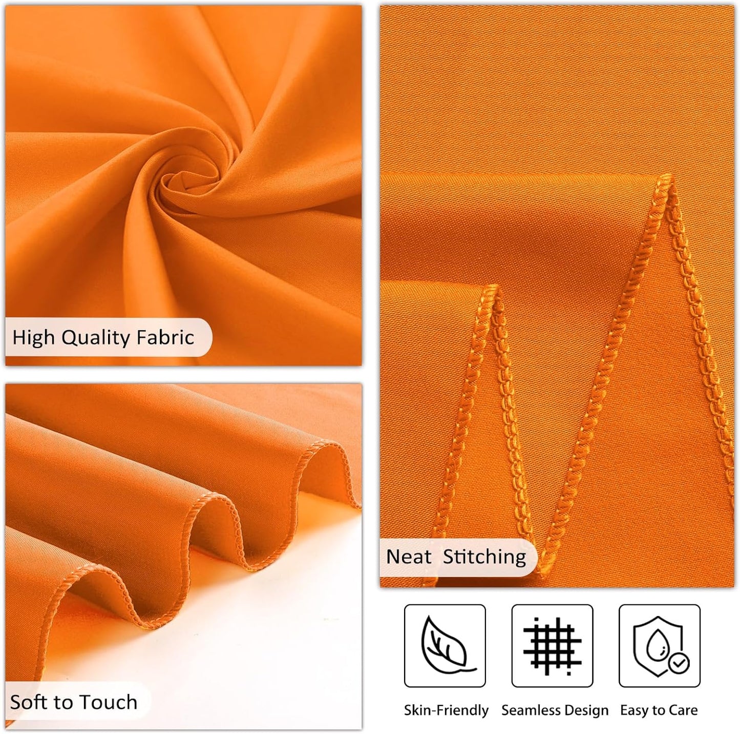 8 Pack Orange Round Tablecloth 120 Inch Stain and Wrinkle Resistant Round Orange Table Cloth Reusable and Washable Polyester Fabric for Buffet Wedding Party and Banquet