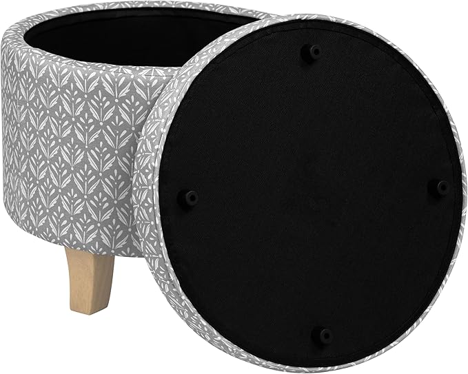 HomePop Upholstered Round Storage Ottoman|Homepop Home Décor|Upholstered Round - Image 7