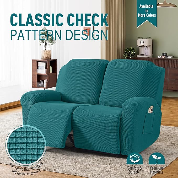 TAOCOCO Recliner Loveseat Slipcover, 6 Pieces Dual Recliner Sofa Covers - Image 2