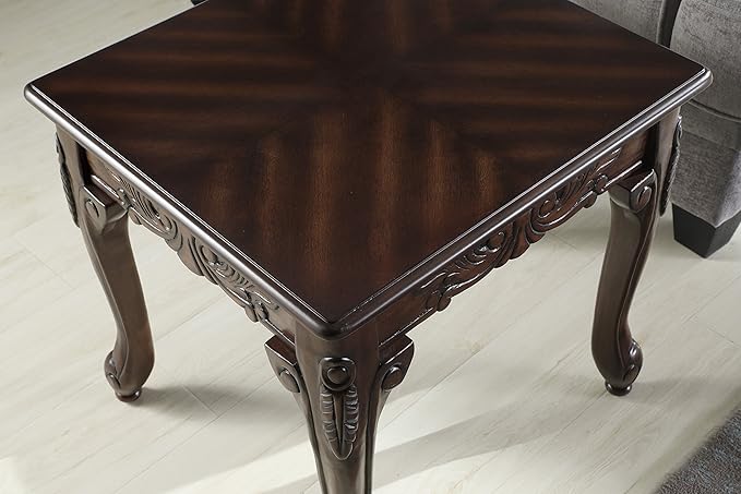 Roundhill Furniture Traditional Ornate Detailing Wood End Table, Dark Cherry - Image 5