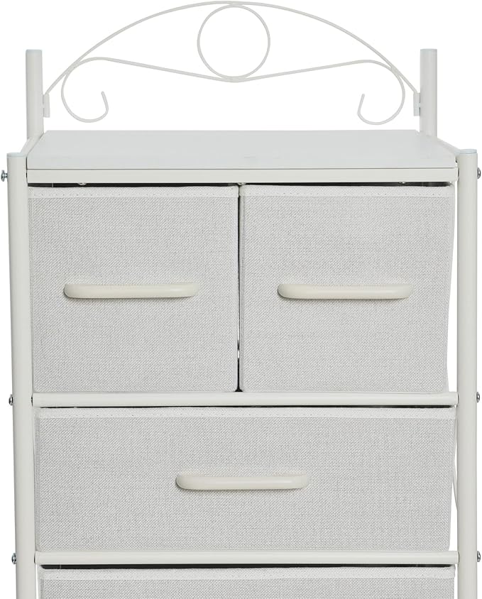 Household Essentials Scandinavian White Iron & Wood Tower Dresser - Image 6