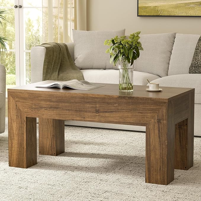 FABATO 41.7'' Lift Top Coffee Table, Wooden Rectangle Coffee Table - Image 3