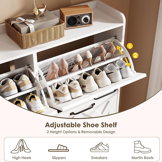 Nicetree Shoe Cabinet with 4 Flip Drawers, Freestanding Shoe Organizer Cabinet - Image 7