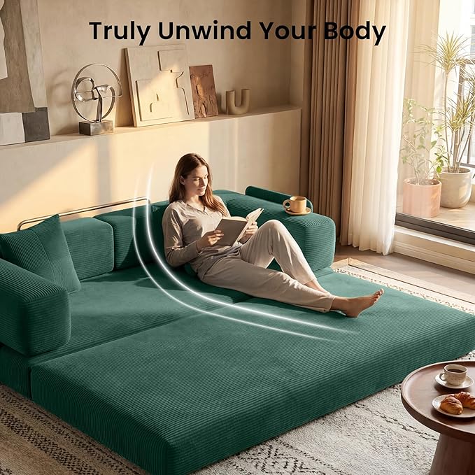 78.8" Convertible Sofa Bed, Corduroy Futon Couch - Image 5