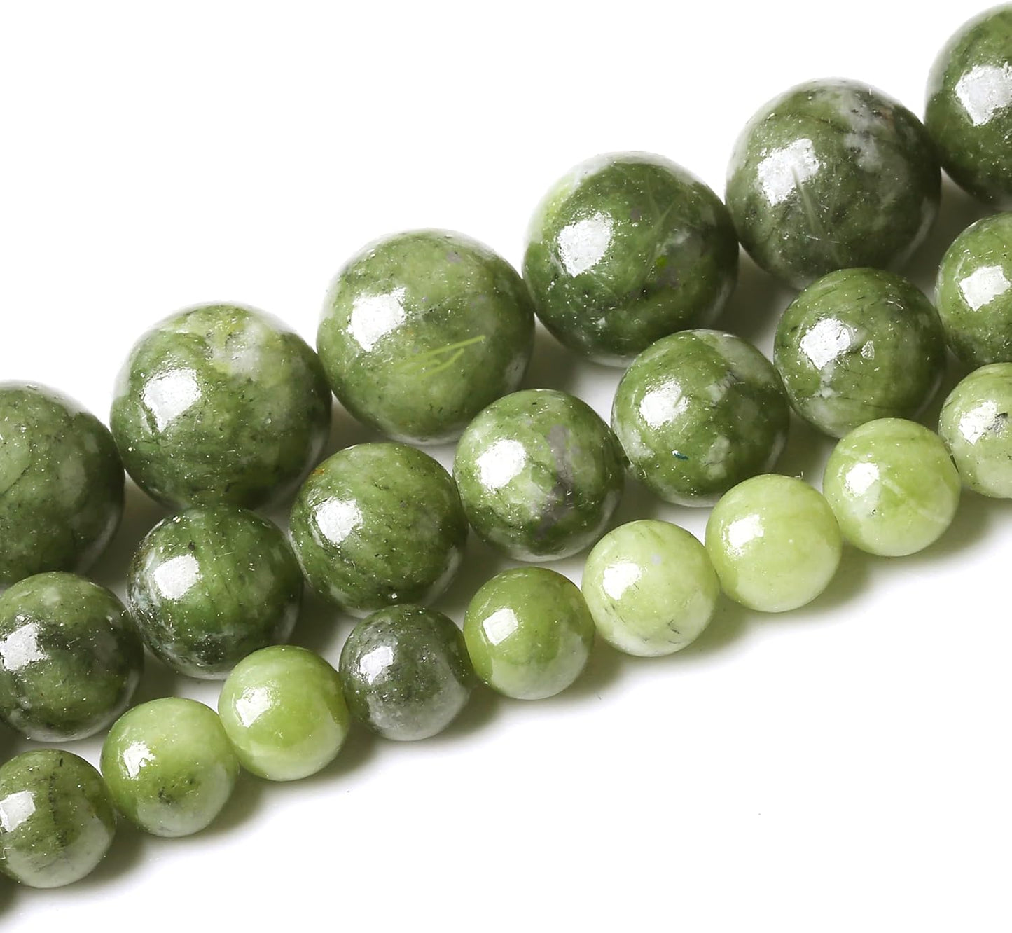 Matcha Green Jade Stone Beads Gemstone Round Crystal Energy Jade Beads Stone Beads for Jewelry Making DIY Bracelet Necklace Jewelry Making 1 Strand 15.5inch 45PCS 8MM