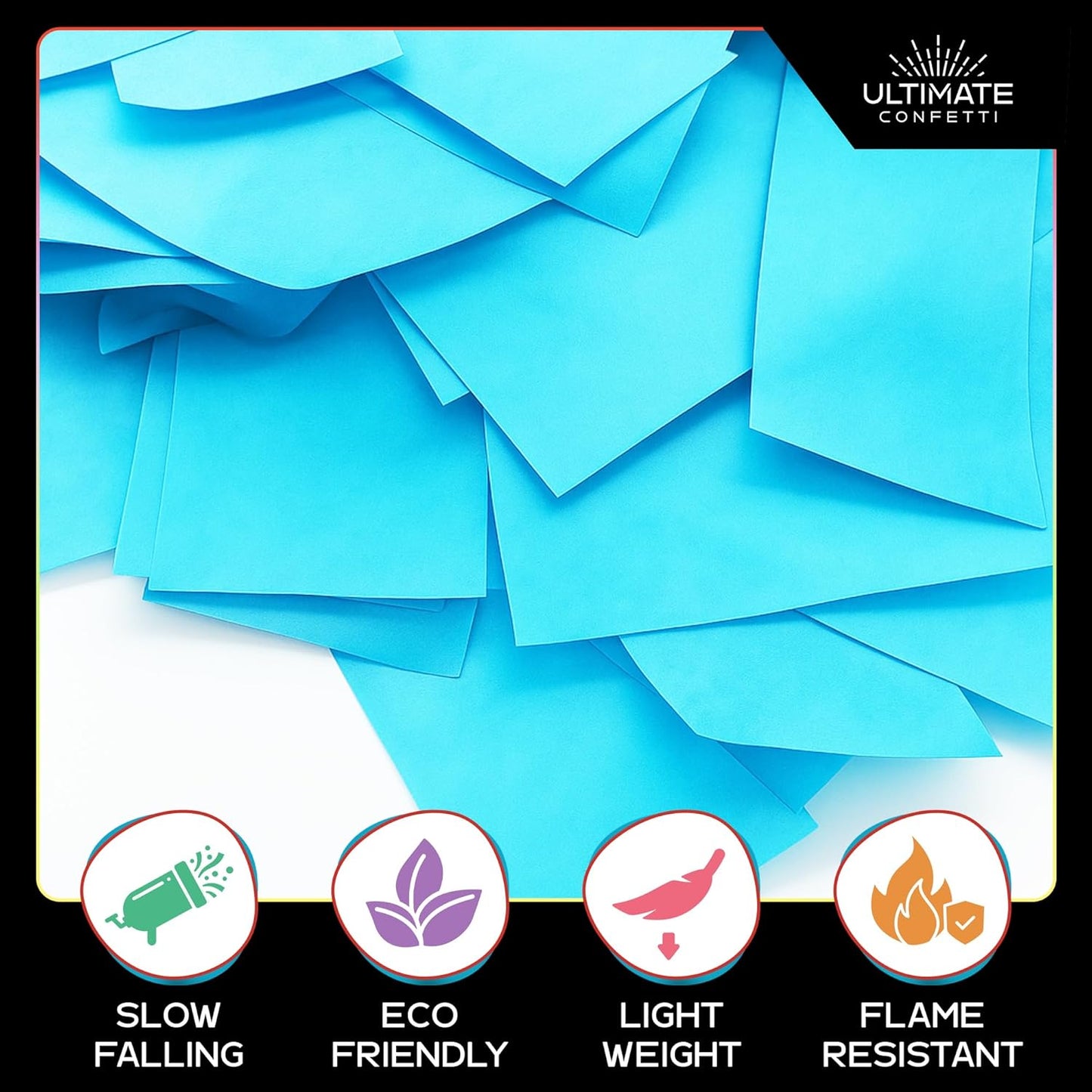 Ultimate Confetti, Turquoise Color Biodegradable Confetti - Rectangular Fluttering Tissue Paper Confetti for Cannon and Launcher use – Best for Wedding, Parties, Concerts and Live Events - 1 lb, 16 oz