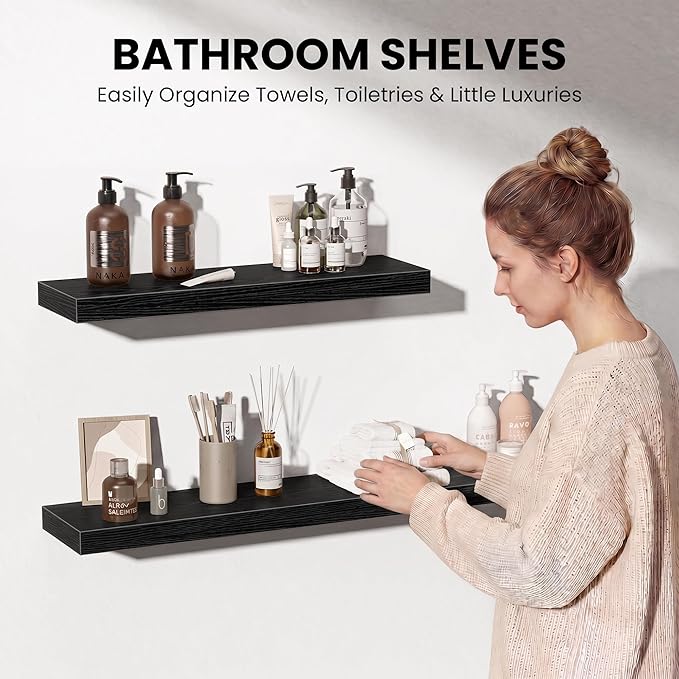 Fun Memories 16 Inch Floating Shelves Wall-Mounted, Engineered Wood Wall Shelves - Image 5