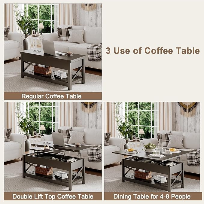 ChooChoo Coffee Table Lift Top, Converts to Dining Table - Image 4