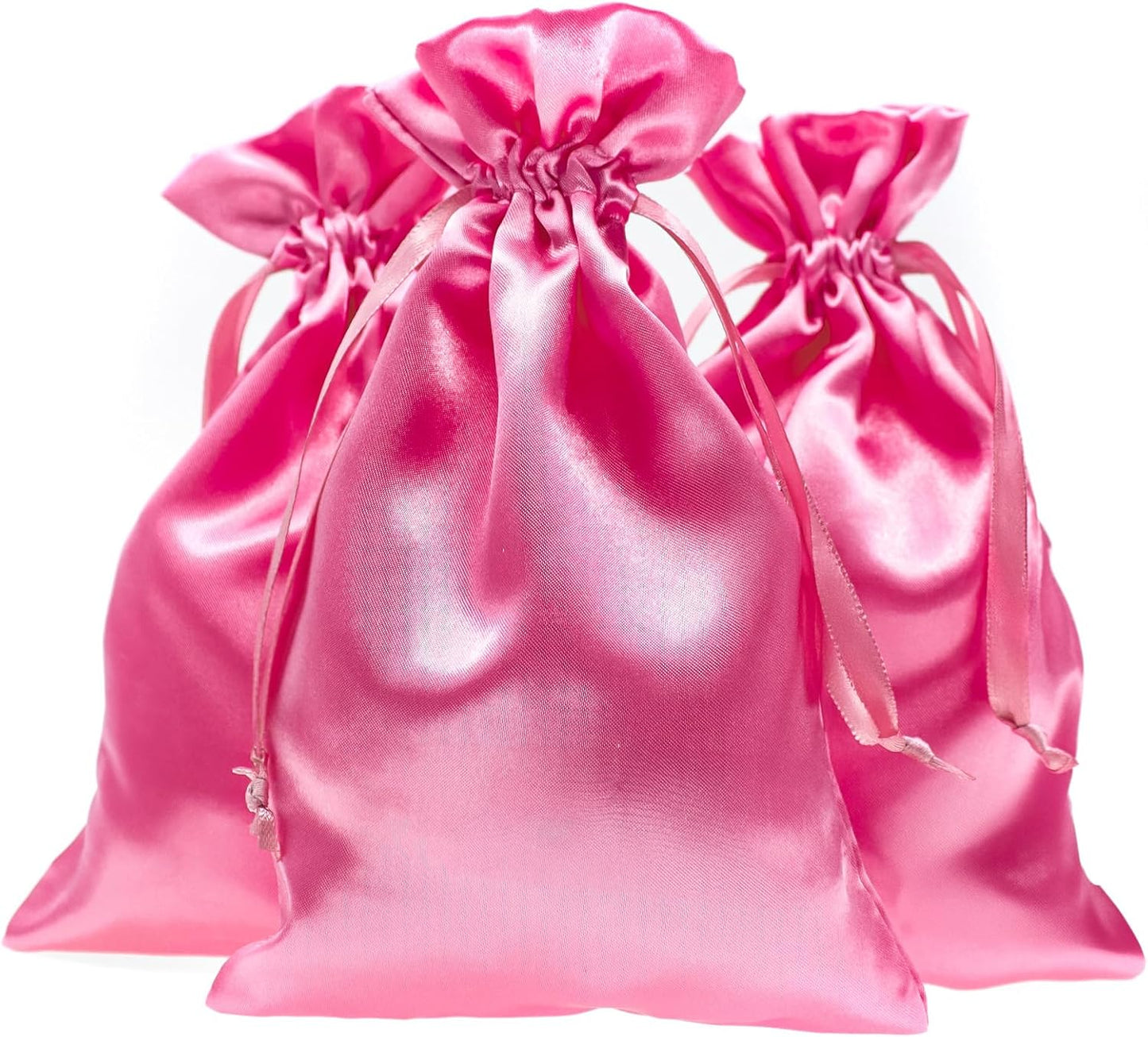 5" x 8" Pink Satin Gift Bags, Jewelry Bags, Wedding Favor Drawstring Baby Shower Christmas 50 per Pack