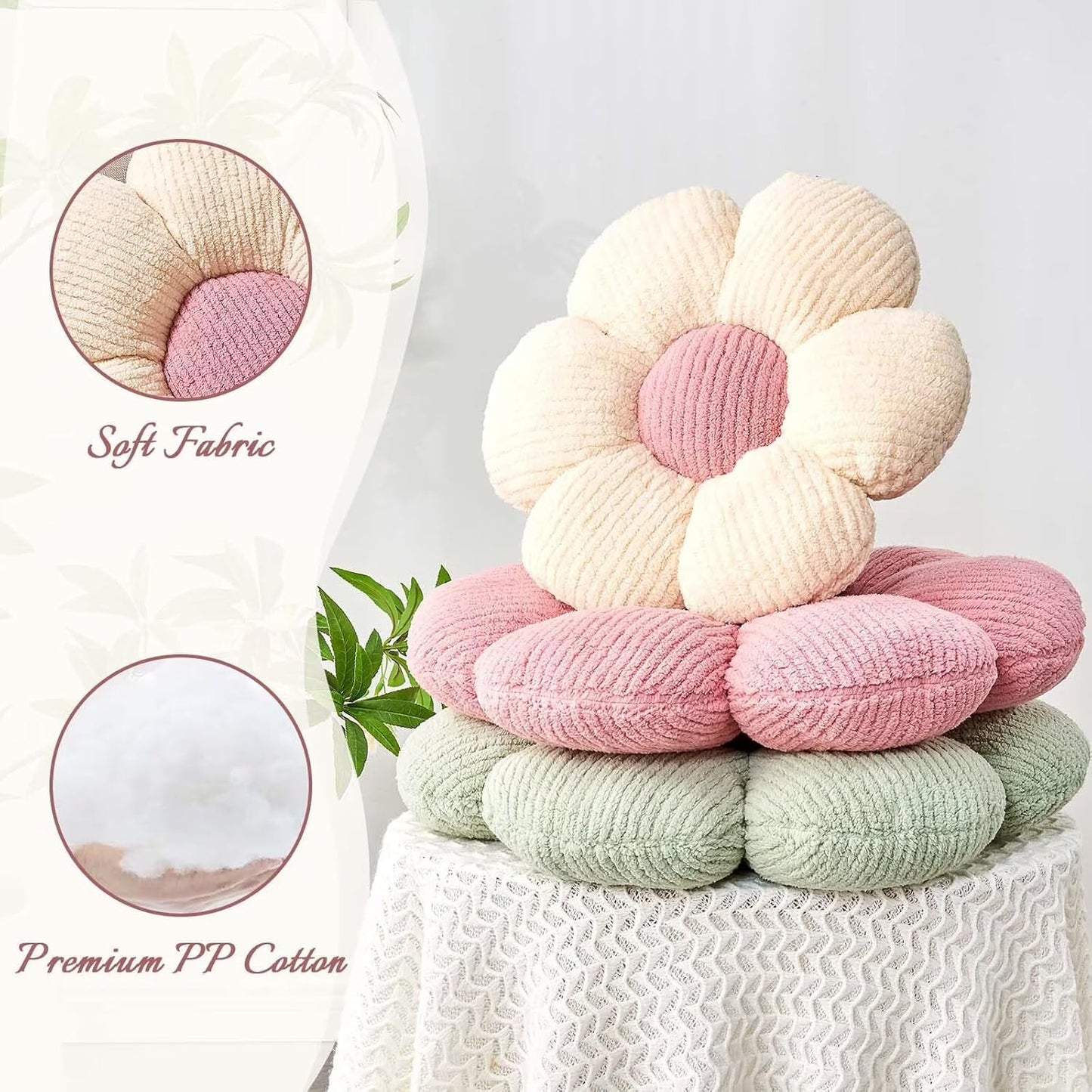 Flower Throw Pillow, Soft Lavender 14.9" Shaped Floor Pillow for Home Decor, Cute Aesthetic Plush Decorative Pillows for Bed, Sofa, Couch