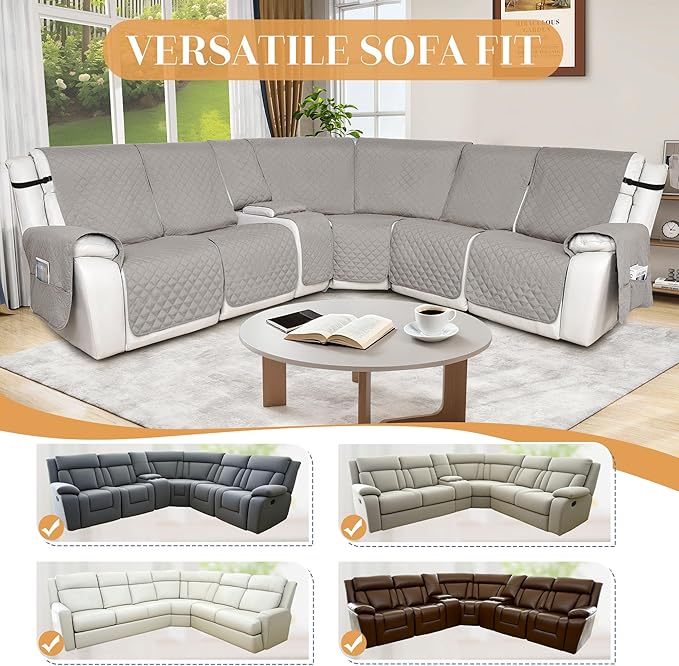 HDCAXKJ 100% Waterproof Reclining Sectional Couch Covers L Shape Recliner Sofa - Image 5