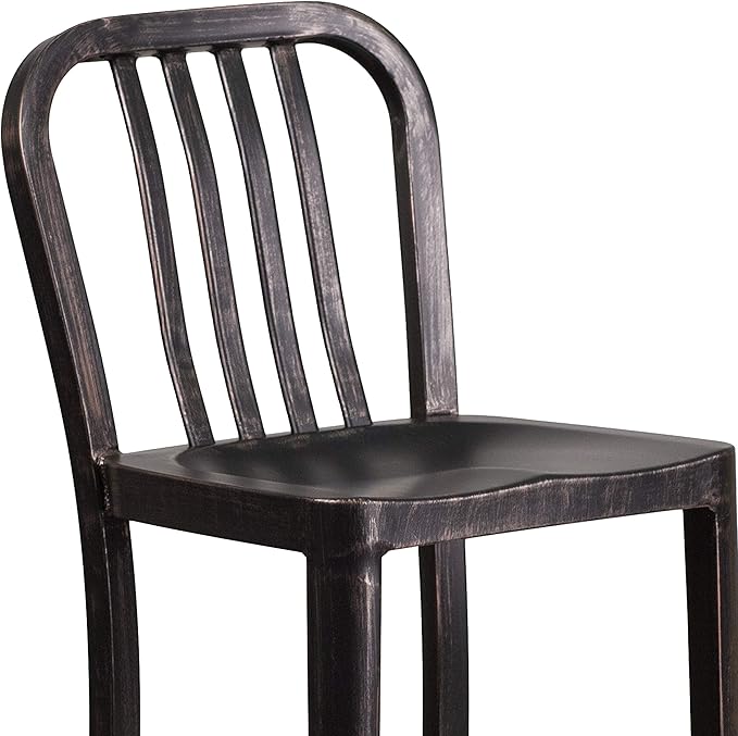 Flash Furniture Gael Commercial Grade 2 Pack 30" High Black-Antique Gold Metal - Image 9