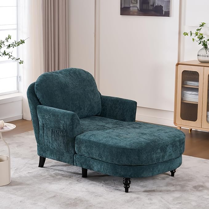 Chaise Lounge Chair Indoor, 59.8" Oversized Couch Reading Chairs, Chenille - Image 9