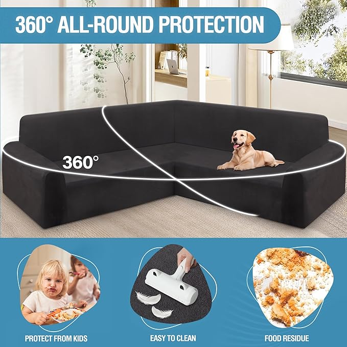 HDCAXKJ Corner Sectional Couch Covers Velvet Stretch L Shape Sofa Cover Soft - Image 4