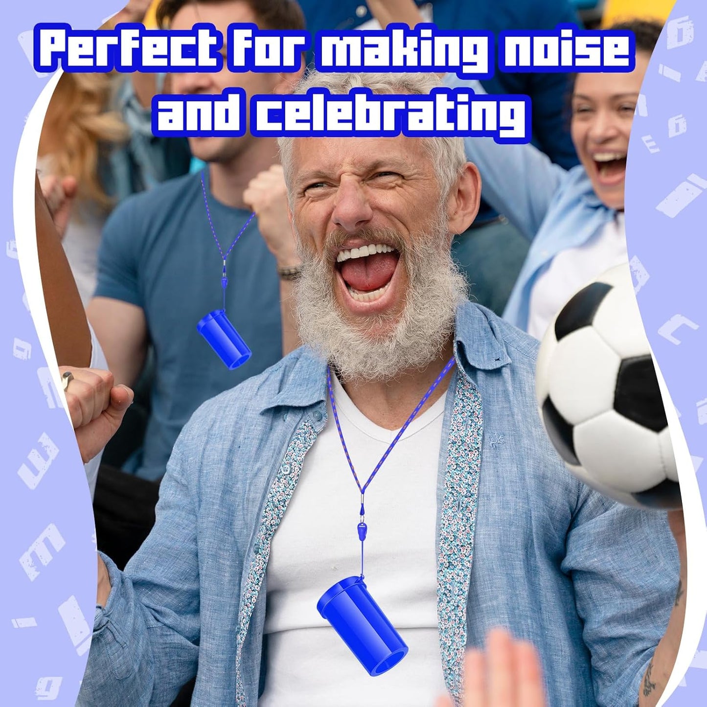 12 Pcs Mini Air Horns 3 Inch Noisemakers for Sporting Events Parties Celebrations Loud Noise Maker Blow Horn Noise Whistle with Lanyard for Birthday Party Celebrations Goodie Fillers（Blue）