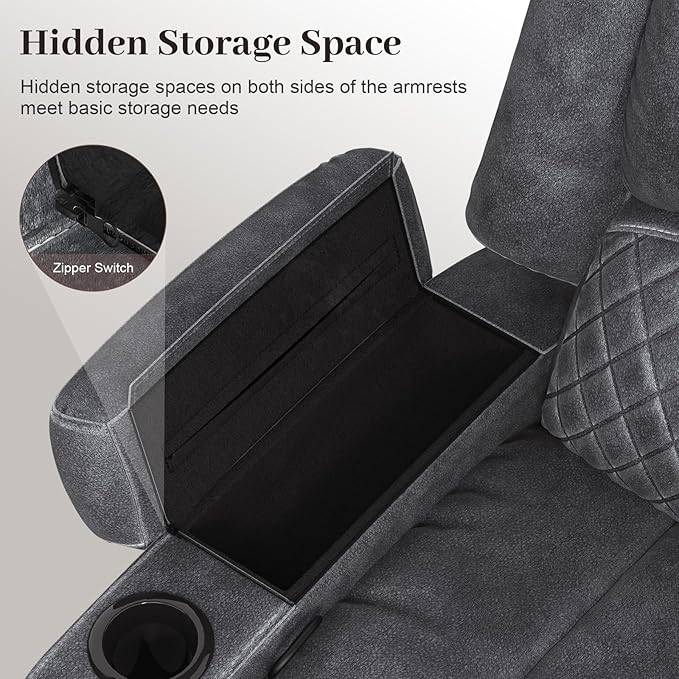 Yolsali Velvet Fabric Recliner Sofa, 3 Seater Manual Reclining Sofa - Image 7