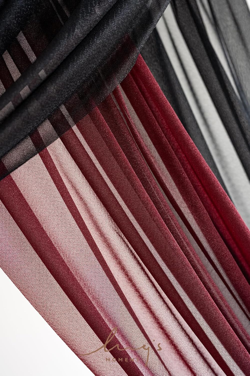 Ling's moment Black Red Artificial Wedding Arch Flowers Kit Pack of 4, 2pcs Hanging Flower Arrangement 2pcs Chiffon Drapes Ceremony Reception Fake Rose Arbor Backdrop Floral Party Outdoor Decorations