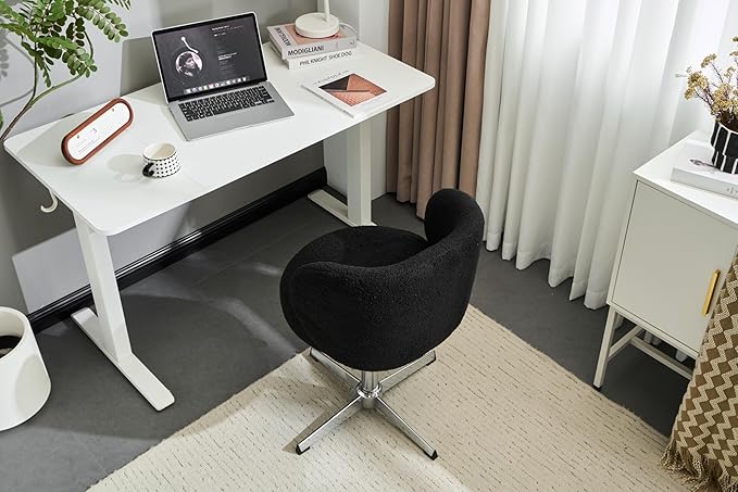 VINGLI Cute Small Swivel Desk Chair Comfy no Wheels, Ergonomic Low-Back Lumbar - Image 3