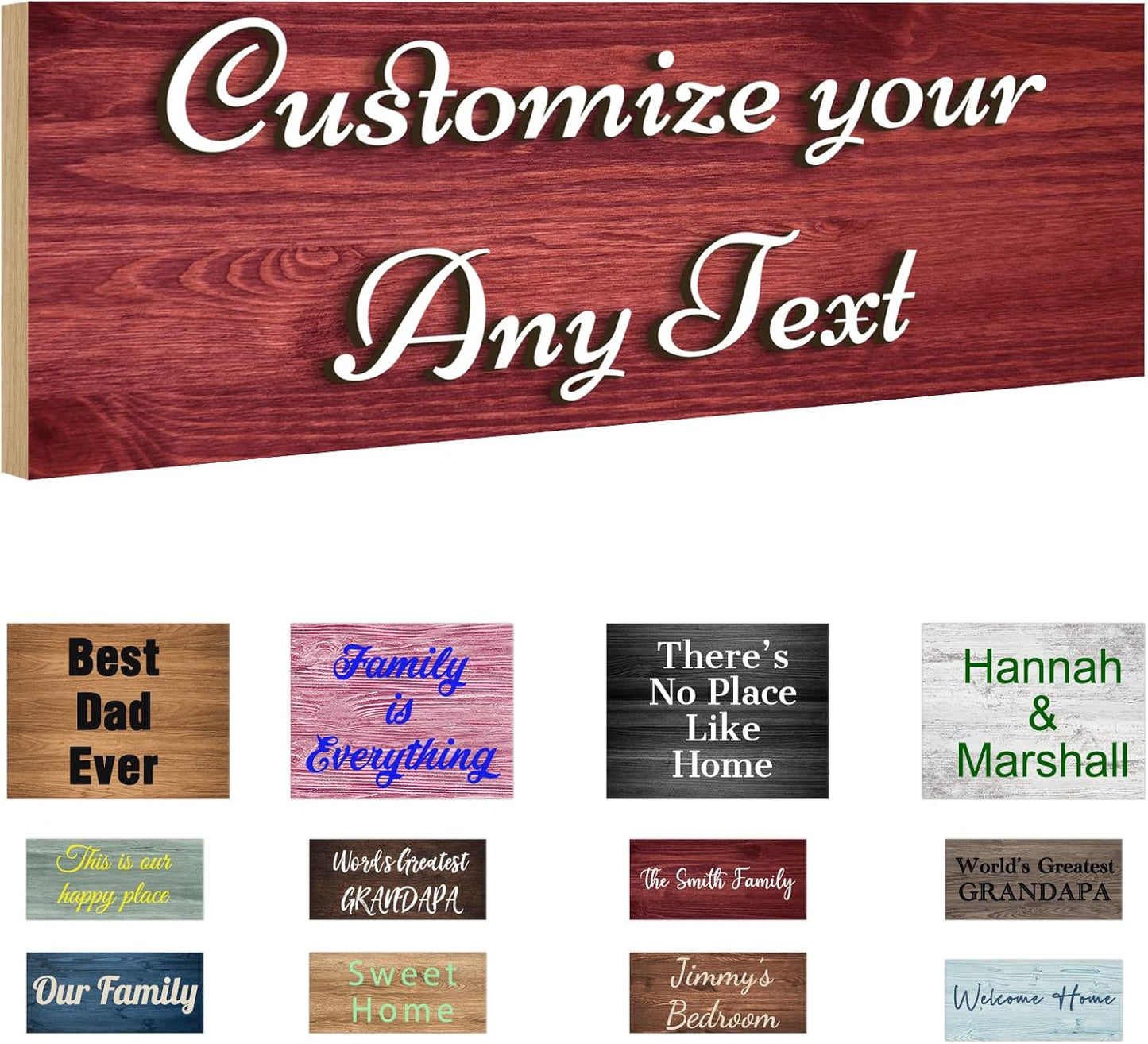 Custom Sign Personalized Wooden Signs for Home Customized Decorative Sign with Text for Wall Doors Bar Business Office Yard - 4 Size & 12 Board Colors Options