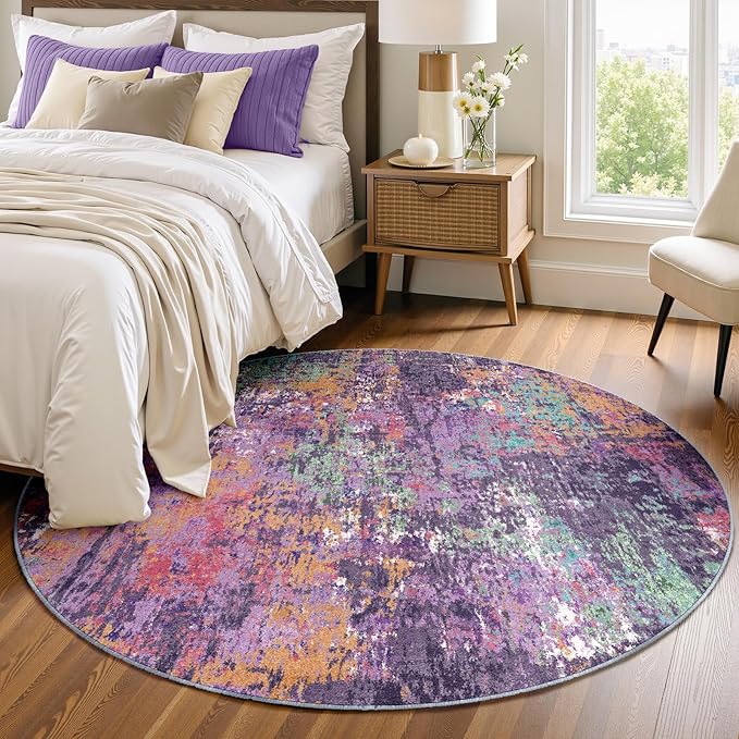 RELEANY Washable Area Rugs 4ft Non-Slip Modern Abstract Soft - Image 2