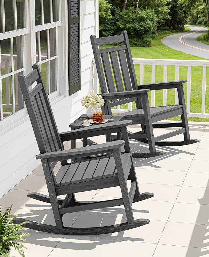 KINGYES Oversized Outdoor Rocking Chair Set of 6, All-Weather Patio Rocking - Image 2