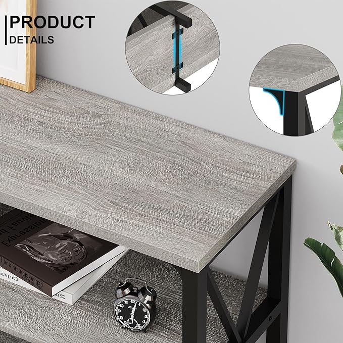 LVB Industrial Entryway Table, Farmhouse Rustic Console Table Behind Couch - Image 3