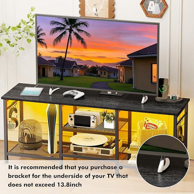 YGEOMER Black Entertainment Stand - Image 6