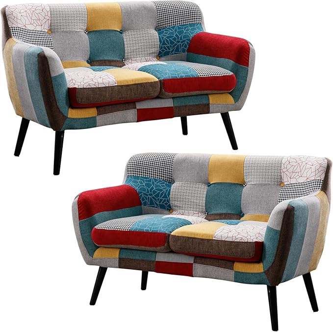 Bonzy Home Modern Boho Loveseat Couch Sofa Chair Set of 2 - Image 9