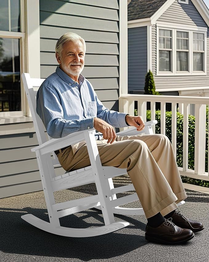 SERWALL Outdoor Rocking Chair, HDPE Rocking Chair - Image 8