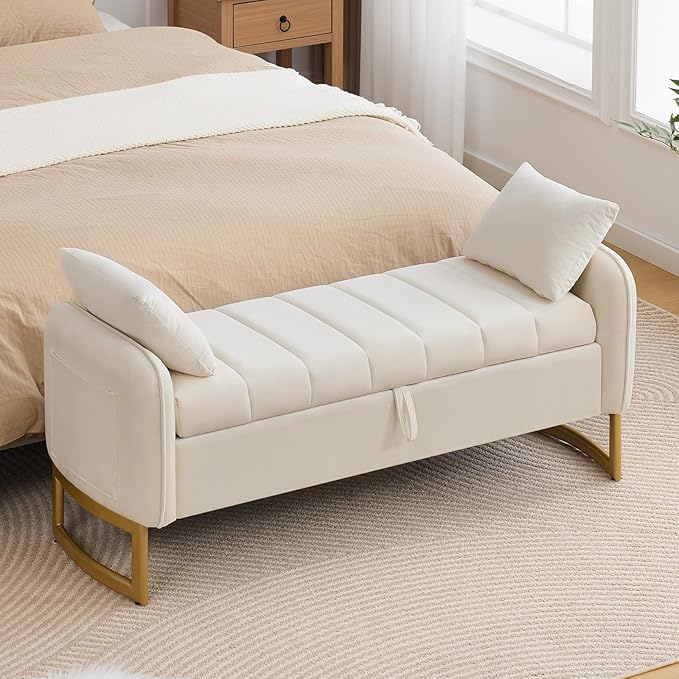 End of Bed Storage Bench, Storage Ottoman Bench by Aemeios