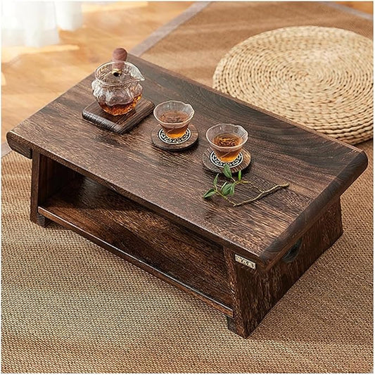 Japanese Floor Table, Japanese Coffee Table, Retro Japanese Wooden End Table by Unknown