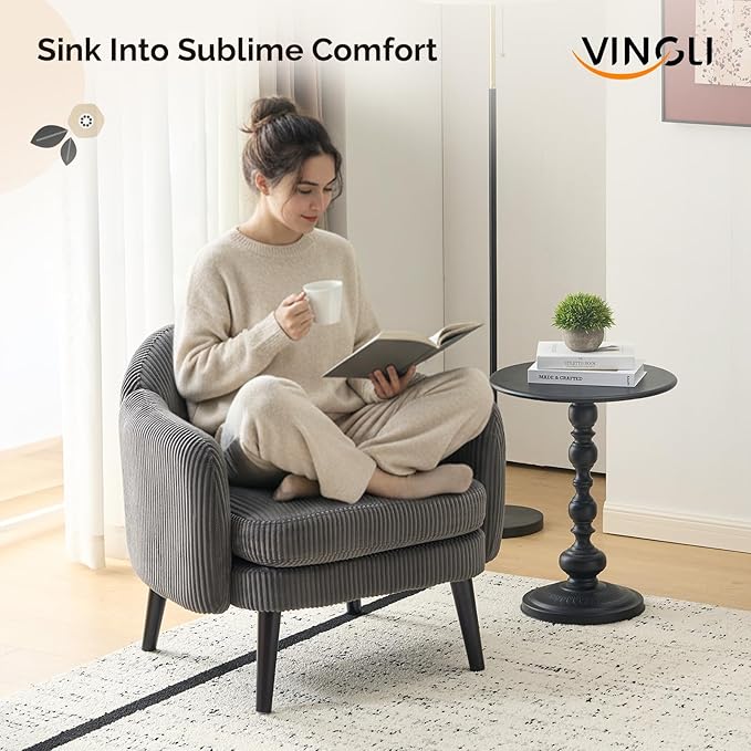VINGLI 30.3" Wide Modern Barrel Accent Armchair - Image 7