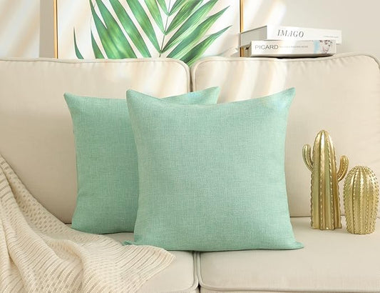 Stellhome Pack of 2 Spring Burlap Throw Pillow Covers Farmhouse Linen Cushion by Stellhome