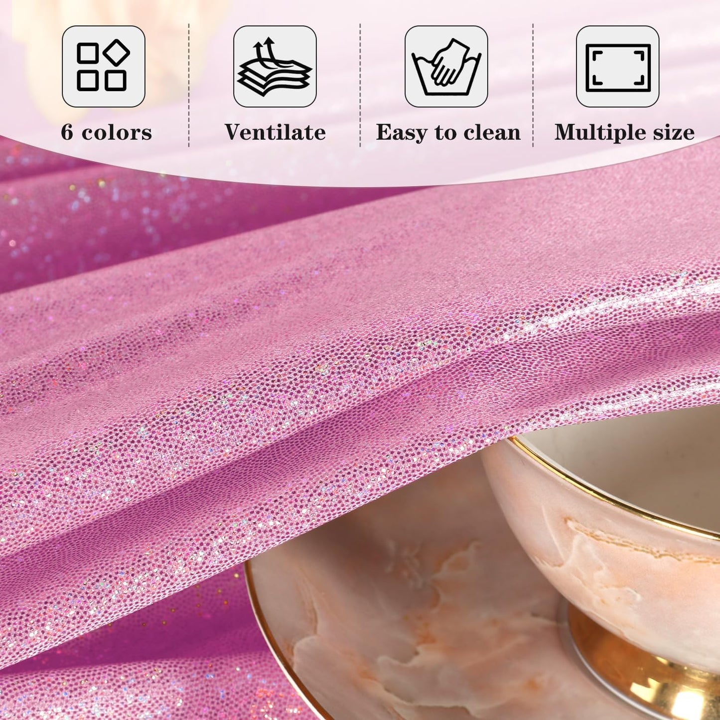 Fitable 2 Pack Pink Sequin Tablecloth for Parties 90x156 Inch - Sparkle Glitter Table Cloth Laser Rectangle Overlay for Wedding Baby Shower Ceremony Birthday Holiday Banquet