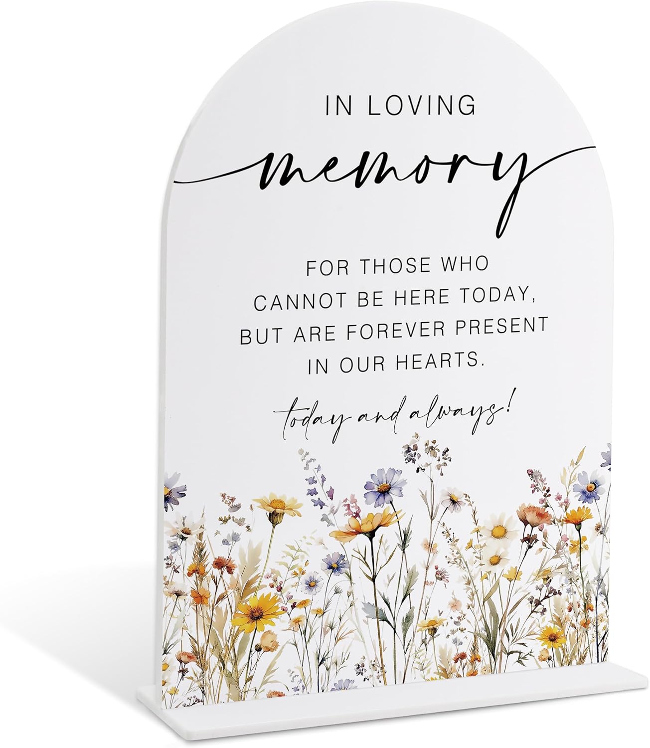 Memorial Table Sign for Wedding, Boho Floral In Loving Memory Sign, Wedding Signage with Stand, Bridal Shower Table Centerpieces, Supplies for Engagement Reception and Event Party, 37
