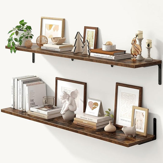 Fun Memories Deep Floating Shelves, 48W x 8D Floating Shelves Set of 2 by FunMemories