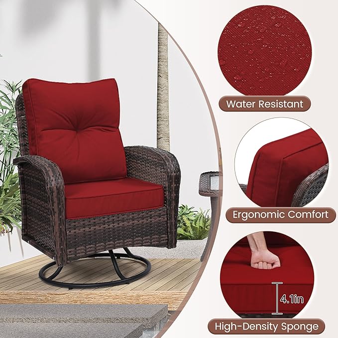wildformers Luxury Outdoor Swivel Wicker Glider Patio Chairs - Image 6