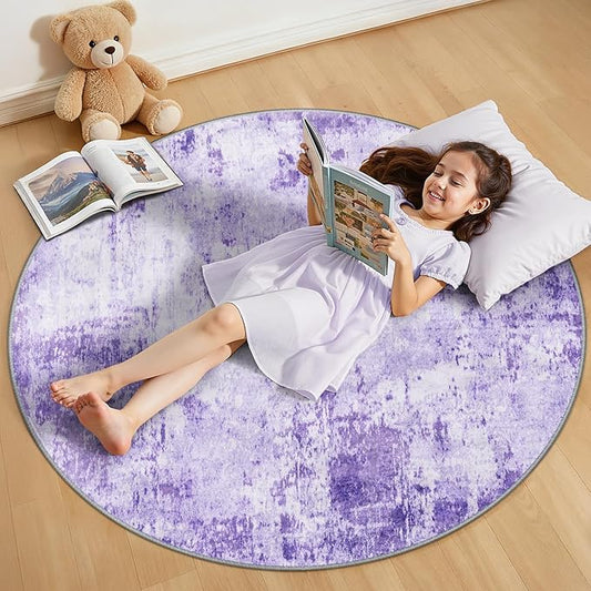 RELEANY Washable Area Rugs 4ft Non-Slip Modern Abstract Soft by RELEANY