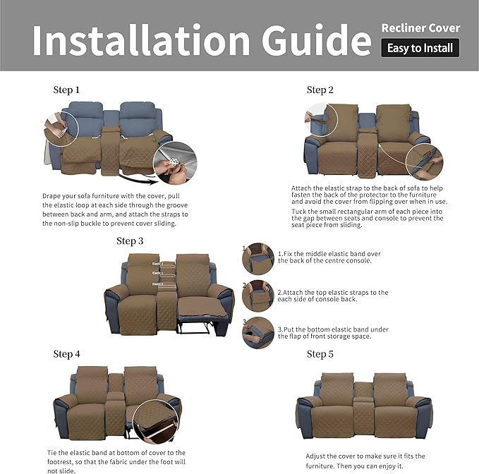 Easy-Going Loveseat Recliner Cover, Reversible Couch Cover - Image 7