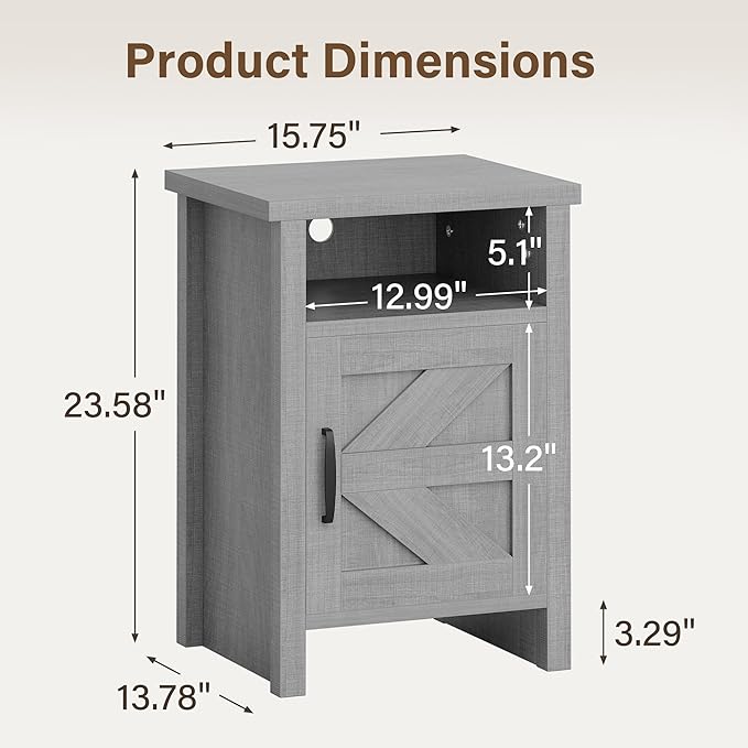 JUMMICO Farmhouse Nightstand, Modern Bedside Table - Image 7