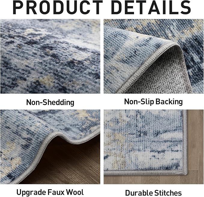 9x12 Area Rugs Washable Rug: Modern Abstract Living Room Rug Soft Anti-Skid - Image 5