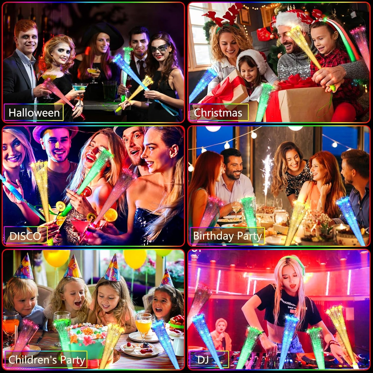 OceanWings Glow Fiber Optic Wands,Halloween Glow Sticks Bulk Party Pack,Glow in the dark Party Supplies Favor Flashing Light Up Sticks for Birthday Holiday Party Wedding Halloween Christmas(72)