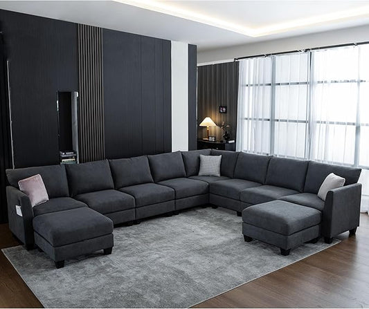 150.4" Large Sectional Couches for Living Room, 8 Seater L Shaped Modular by ZXDesign