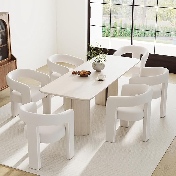 RIVOVA Modern Barrel Dining Chairs Set of 6, Velvet Upholstered Accent Side by RIVOVA