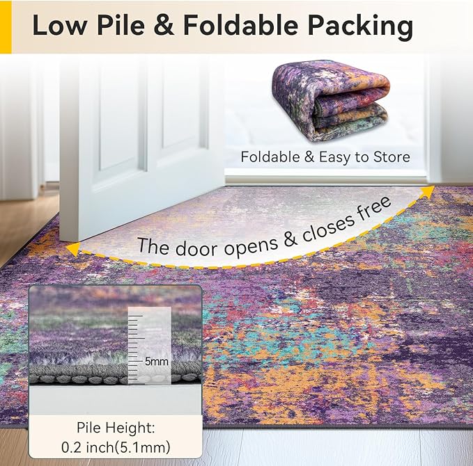 RELEANY Washable Area Rugs 2'x3' Non-Slip Modern Abstract Soft - Image 5