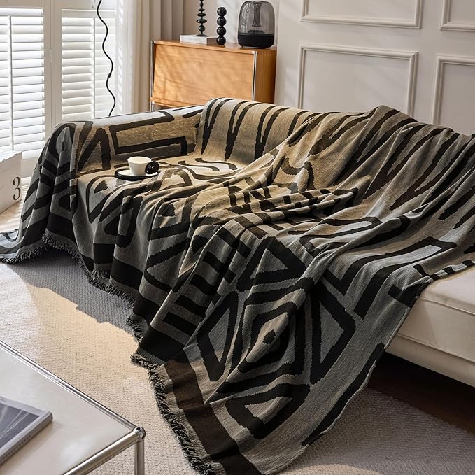 VClife Boho Couch Covers, Modern Checkered Jacquard Couch Covers - Image 7
