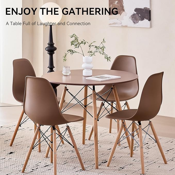 5-Piece Round Dining Table Set, Small 35.5" Kitchen Table Chairs Set of 4 Space - Image 6