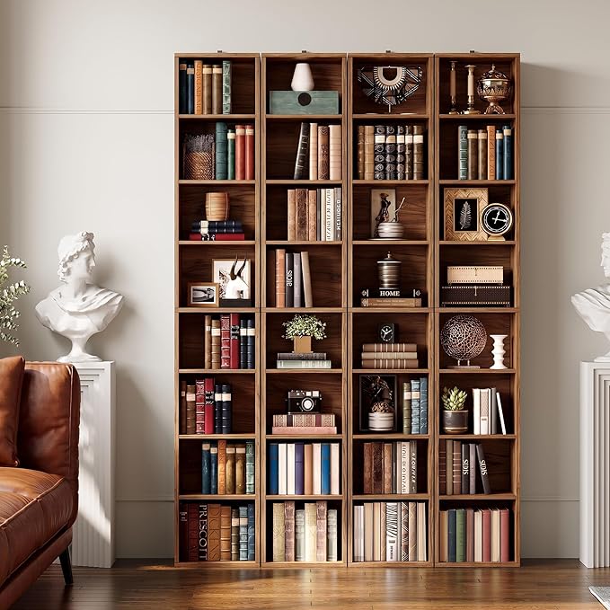 IRONCK Tall Narrow Bookshelf 8 Tiers 71in Set of 2, Compact Corner Bookcase - Image 2