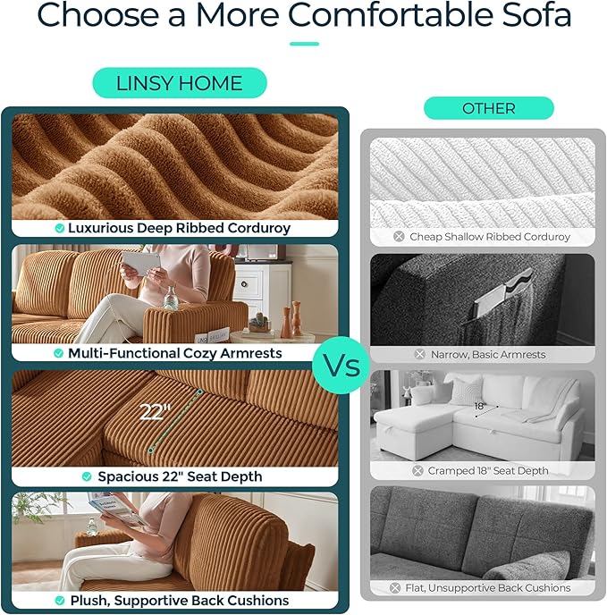 LINSY HOME Sectional Sleeper Sofa Pull Out Couches - Image 6