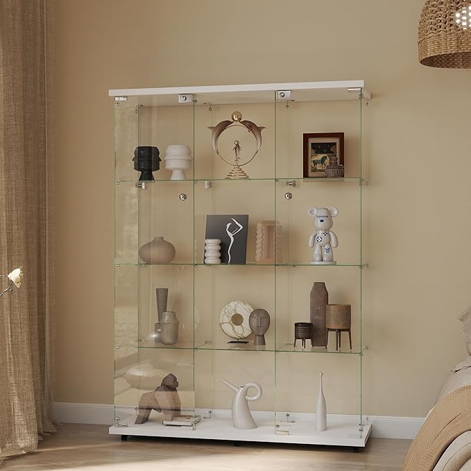 Display Cabinet with Glass Door and Lock, 4-Shelf Curio Cabinets with 5mm - Image 4